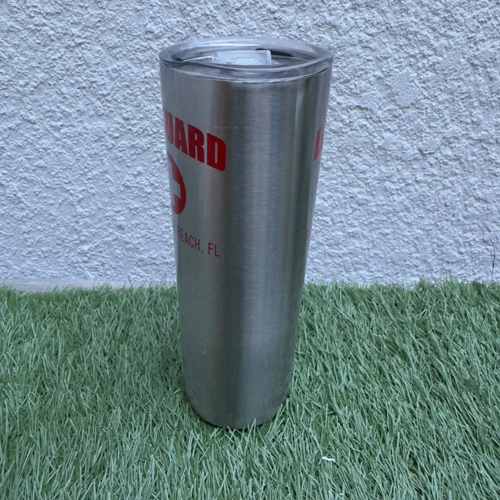 Freez Lifeguard Tumbler Clearwater Beach FL Stainless Steel Insulated Cup Silver